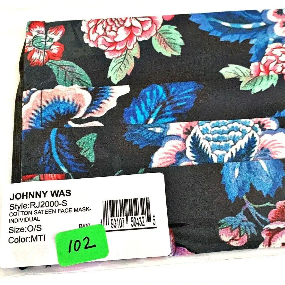JOHNNY WAS Face Mask Designer Cotton Floral Face Mask